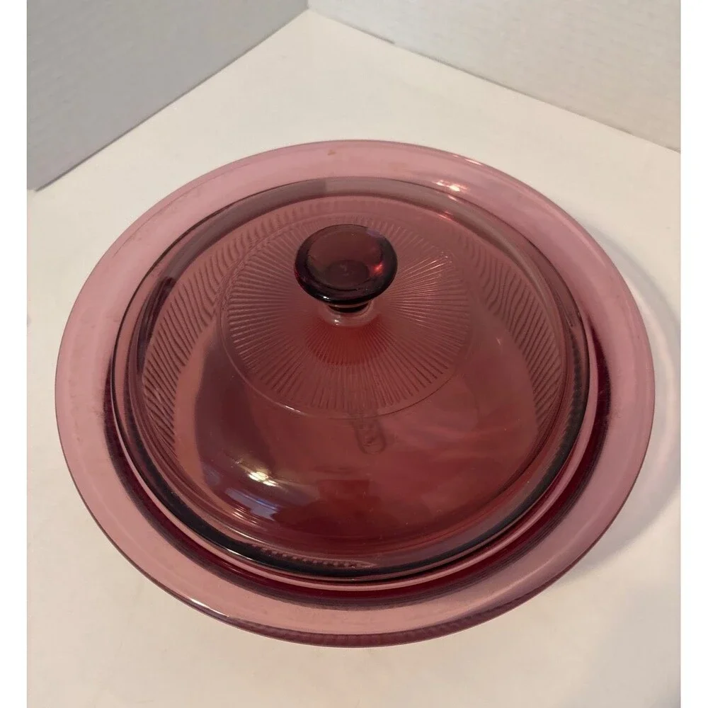 Visions Cranberry 1 qt Pyrex Casserole Dish Vintage From oven to table to fridge
